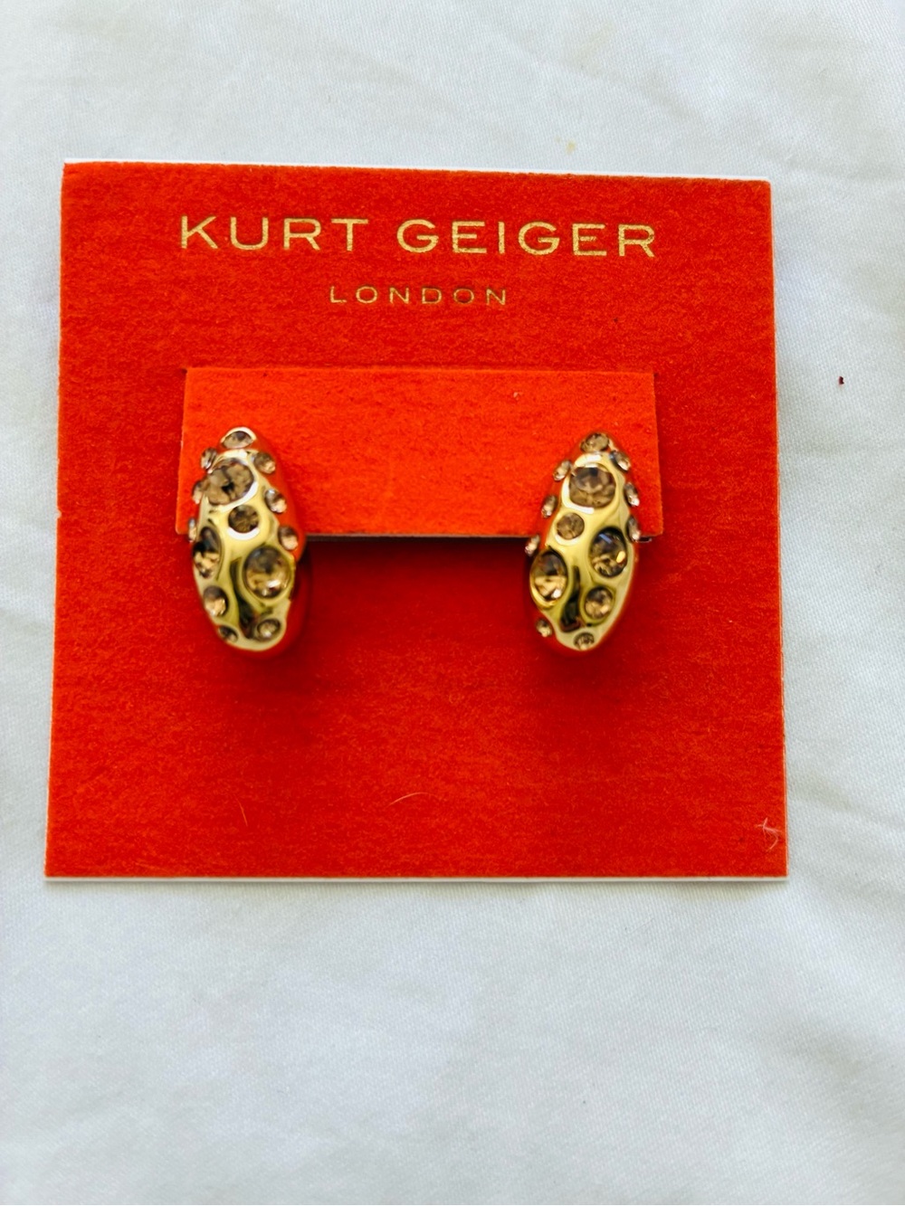 Kurt Geiger Gold-tone Crystal earrings, new w tag.
